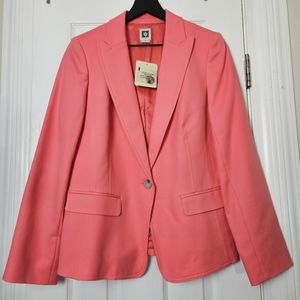 NWT Anne Klein cotton elastane blazer with pockets & one-button closure, sz: 12